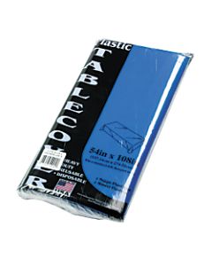 Tablemate Plastic Rectangular Table Covers, 54in x 108in, Blue, Pack Of 6
