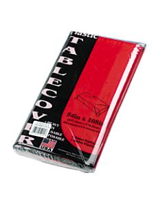 Tablemate Plastic Rectangular Table Covers, 54in x 108in, Red, Pack Of 6