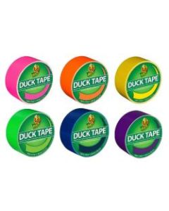 Duck Brand Color Duct Tape Rolls, 1-15/16in x 105 Yd, Neon Rainbow Colors, Pack Of 6 Rolls