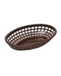 Tablecraft Oval Plastic Side Order Baskets, 1-7/8inH x 5-1/2inW x 7-3/4inD, Brown, Pack Of 12 Baskets