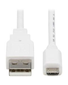 Tripp Lite Safe-IT USB-A to USB Micro-B Antibacterial Cable M/M, USB 2.0, White, 3 ft. - VW-1 - 28 AWG - White