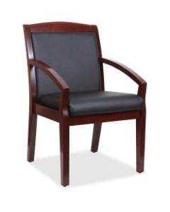 Lorell Sloping Arms Bonded Leather Wood Guest Chair, Black/Mahogany