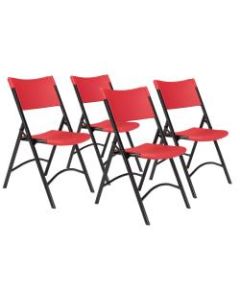 National Public Seating Series 600 Folding Chairs, Red/Black, Set Of 4 Chairs