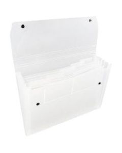 JAM Paper 6-Pocket Expanding File With Snap Closure, 1in Expansion, 9in x 13in, Clear