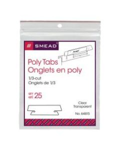 Smead Clear Hanging Poly Tabs, 3 1/2in For 1/3 Cut Tabs, Pack Of 25