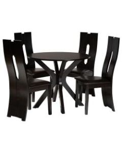 Baxton Studio Cian Dining Set, 29-15/16inH x 35-7/16inW x 35-7/16inD, Dark Brown/Espresso Brown