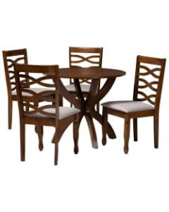 Baxton Studio Aspen Dining Set, 29-15/16inH x 35-7/16inW x 35-7/16inD, Gray/Walnut