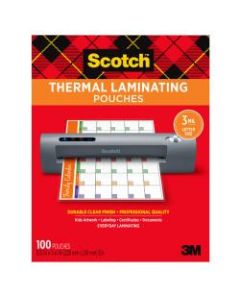 Scotch Thermal Laminating Pouches, 8-7/8in x 11-3/8in, Clear, Pack Of 100 Sheets, TP3854-100