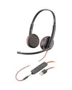 Plantronics Blackwire C3225 Over-The-Head Wired Headphones, Black