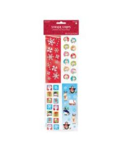 Amscan Christmas Sticker Strips, 390100, Multicolor, Pack Of 36 Stickers, Case Of 4 Packs