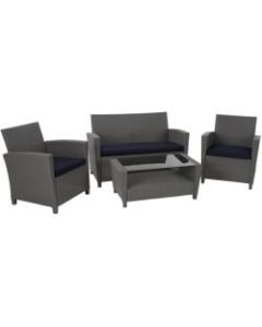 COSCO Malmo Outdoor 4-Piece Conversation Set, Gray/Navy