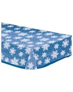 Amscan Christmas Snowflake Table Covers, 54in x 108in, Clear, 1 Cover Per Pack, Case Of 6 Packs