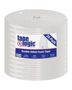Tape Logic Double-Sided Foam Tape, 3in Core, 0.5in x 216ft, White, Case Of 24