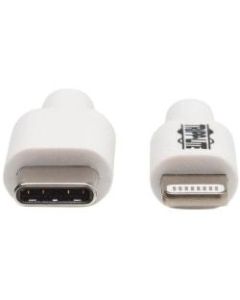Tripp Lite Lightning to USB C Sync / Charging Cable Apple iPhone iPad 3ft 3ft - First End: 1 x 8-pin Lightning Male Proprietary Connector - Second End: 1 x Type C Male USB - 60 MB/s - MFI - Nickel Plated Connector - Gold Plated Contact - White