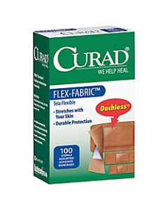 CURAD Flex-Fabric Bandages, Assorted Sizes, Box Of 100