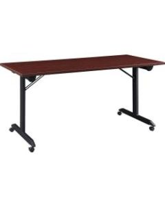 Lorell Mobile Folding Training Table, 29-1/2inH x 63inW x 23-5/8inD, Black/Mahogany