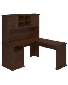 Bush Furniture Yorktown 60inW L-Shaped Desk With Hutch, Antique Cherry, Standard Delivery