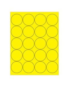Office Depot Brand Circle Inkjet/Laser Labels, LL197YE, 2in, Fluorescent Yellow, Pack Of 2,000 Labels