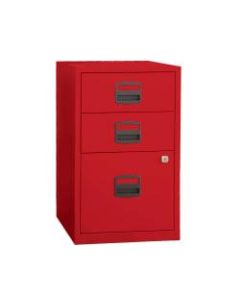 Bisley 14-13/16inD Vertical 3-Drawer Under-Desk Storage Cabinet, Metal, Red