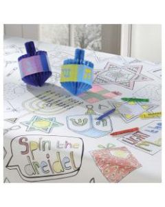 Amscan Hanukkah Color-In Paper Table Covers, 48in x 36in, White, 1 Cover Per Pack, Case Of 3 Packs