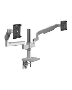 Humanscale M/FLEX M2.1 - Mounting kit (2 tilt brackets, 2 VESA adapters, 12in high post, 2 8in straight / dynamic links, two-piece clamp mount with base) for 2 LCD displays - steel, recycled aluminum - silver with gray trim