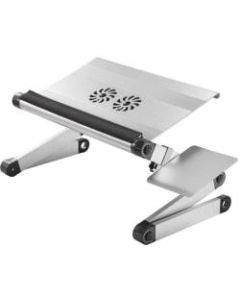 WorkEZ Cool adjustable laptop stand & lap desk silver with 2 fans, 3 USB ports, mouse pad - Raise, tilt, and cool laptops with this universal adjustable laptop stand with mouse pad. Perfect laptop riser for the desk, couch, and bed.