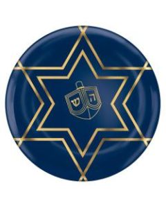 Amscan Hanukkah Celebration Premium Plastic Plates, 7-1/2in, Pack Of 20 Plates