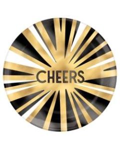 Amscan New Years Cheers Plastic Plates, 7-1/2in, Gold, 4 Plates Per Pack, Case Of 5 Packs