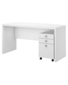 kathy ireland Office by Bush Business Furniture Echo Bow Front Desk With Mobile File Cabinet, Pure White/Pure White, Standard Delivery