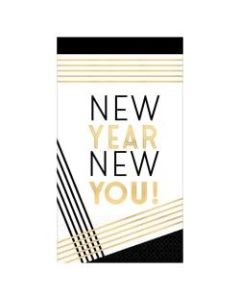 Amscan New Year New You 2-Ply Guest Towels, 4-1/2in x 7-3/4in, White, 16 Towels Per Pack, Case Of 2 Packs