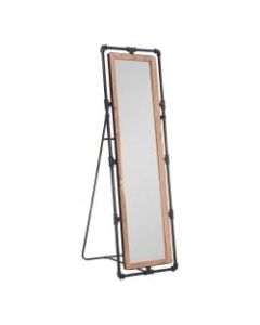 Powell Andres Pipe Cheval Freestanding Mirror, 70inH x 22inW x 28inD, Gunmetal Gray/Natural
