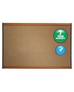Quartet Select Prestige Color Cork Bulletin Board, 24in x 36in, Aluminum Frame With Light Cherry Finish