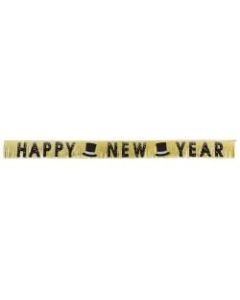Amscan Happy New Year Foil Fringe Banners, 9-1/2in x 7-1/2ft, Gold, 1 Banner Per Pack, Case Of 3 Packs