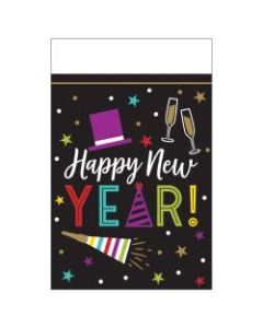 Amscan Bright New Years Eve Plastic Table Covers, 54in x 84in, Black, 3 Covers Per Pack, Case Of 2 Packs