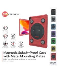 CTA Digital: Magnetic Splash-Proof Case with Metal Mounting Plates for iPad 7th & 8th Gen 10.2?, iPad Air 3 & iPad Pro 10.5?, Red - Splash Proof, Impact Resistant, Water Resistant - Silicone - 10.3in Height x 7.8in Width x 1in Depth