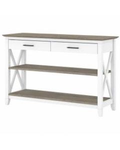 Bush Furniture Key West Console Table With Drawers And Shelves, Shiplap Gray/Pure White, Standard Delivery