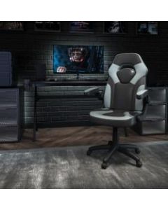 Flash Furniture X10 Ergonomic LeatherSoft High-Back Racing Gaming Chair With Flip-Up Arms, Gray/Black