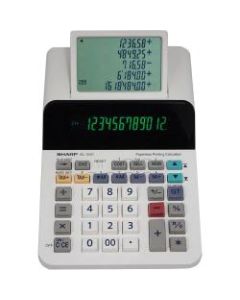 Sharp EL-1501 12-digit Printing Calculator - LCD Display, Compact, 4-Key Memory, Paperless Printing, Cordless - 12 Digits - LCD - Battery Powered - 4 - AA - 2in x 5.8in x 8.5in - White - Desktop - 1 Each