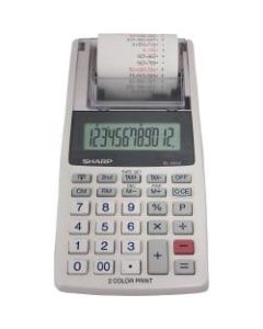 Sharp EL-1611V 12-digit Mini Printing Calculator, White