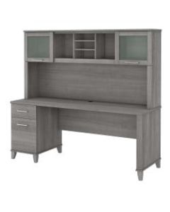 Bush Furniture Somerset Office Desk With Hutch, 72inW, Platinum Gray, Standard Delivery