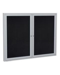 Ghent 2-Door Satin Enclosed Recycled Rubber Bulletin Board, 36in x 48in, Black