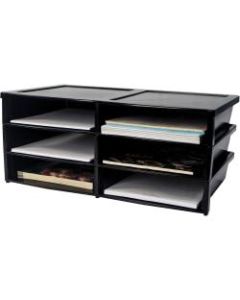 Storex Quick Stack 6-sorter Organizer - 500 x Sheet - 6 Compartment(s) - Compartment Size 8.75in x 11.50in x 2in - 8.7in Height x 13.6in Width20.5in Length - Black - Plastic - 1 Each