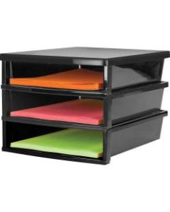 Storex Quick Stack Construction Paper Sorter - 500 x Sheet - 3 Compartment(s) - 8.4in Height x 11.3in Width13in Length - Black - Plastic - 1 Each
