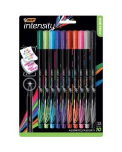 BIC Intensity Fineliner Marker Pens, Fine Point, 0.4 mm, Assorted Ink Colors, Pack Of 10 Pens