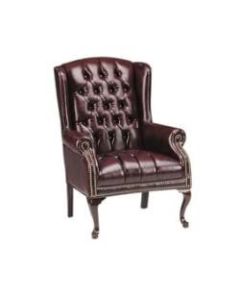 Lorell Berkeley Queen Anne Tufted Wing-Back Side Chair, Oxblood/Mahogany