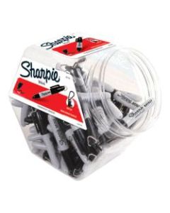 Sharpie Mini Permanent Markers, Fine Point, Gray Barrel, Black Ink, Canister Of 72 Markers