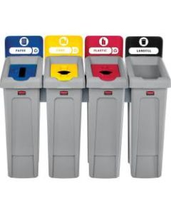 Rubbermaid Commercial Slim Jim Recycling Station - Recyclable, Durable - Plastic, Resin - Gray - 1 Each