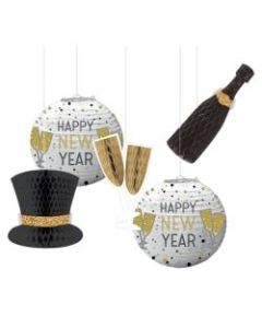 Amscan New Years Hanging Bouquets, 11-11/16in x 9-1/2in, Multicolor, 5 Bouquets Per Pack, Case Of 2 Packs