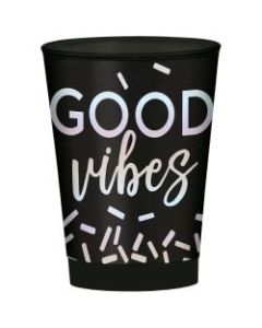 Amscan New Years Disco Ball Drop Plastic Tumblers, 10 oz, Black, 30 Tumblers Per Pack, Case Of 2 Packs