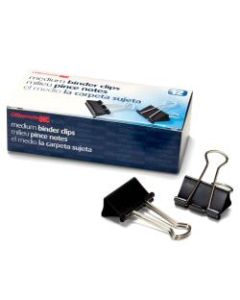 OIC Binder Clips, Medium, 1 1/4in, Black, Box Of 12